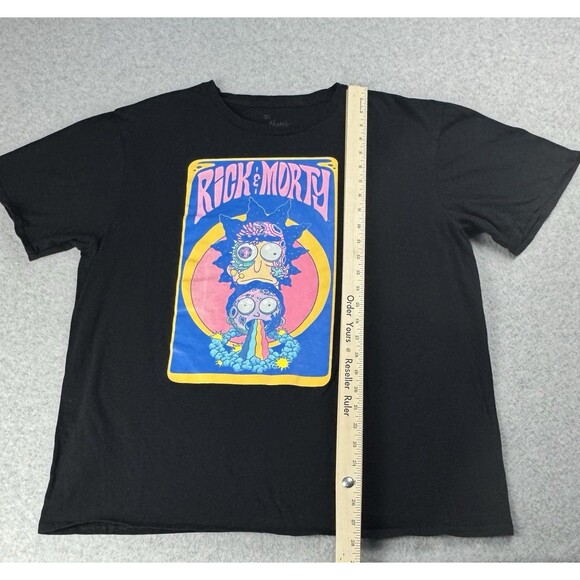 Rick And Morty Shirt Mens XLarge Black Adult Swim Psychedelic Graphic Cartoon - Picture 10 of 11
